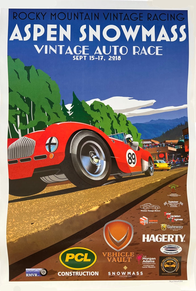 ASPEN SNOWMASS VINTAGE CAR RACE 2018 ORIGINAL POSTER