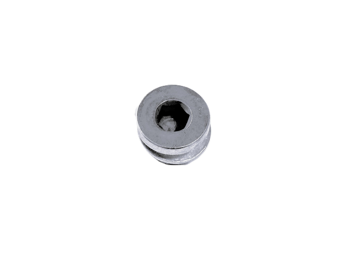 Drain plug socket on white background